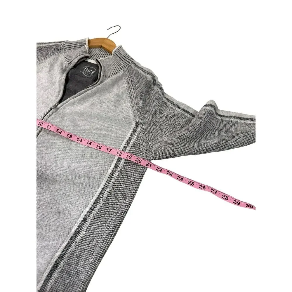 BKE Standard Fit Full Zip Light Gray Knit‎ Sweater Mens Size XL